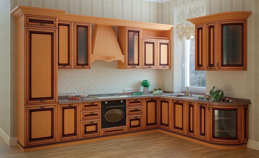 Кухня Виктория фундук с черной патиной из массива бука